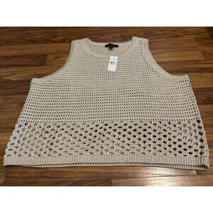 Ann Taylor Beige Crochet Knit Vest NWT